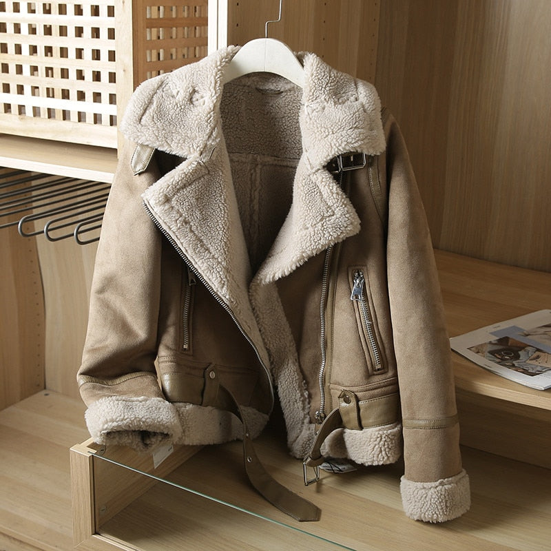 Faux Shearling Aviator Jacket